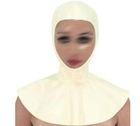 KYTFLCG Latex Hood White Fashionable Style Sexy Rubber Masks with Exposed Full Face for Unisex Halloween Masquerade(Size:M)