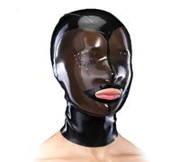 KYTFLCG Latex Mask Black Transparent Honeycomb Eye Hood 0.4mm Unisex for Latex Fetish Party Catsuit Cosplay Halloween Clubwear(Size:XXL)