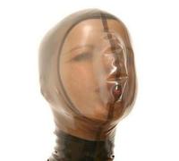 KYTFLCG Latex Party Hood Natural Rubber Hood with Back Zipper Control Breath Play Suffocating Rubber Mask Cosplay(Size:S)