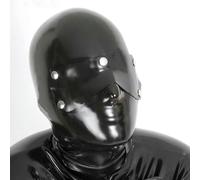 KYTFLCG Rubber Masks with Back Zipper with Detachable Blindfold Close Unseen Breathable Nostrils Halloween Mask (Size:S)