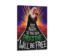 KYTIN Vintage Palestine-Israel War Poster FROM RIVER TO SEA PALESTINE WILL BE FREE Decorative Painting Canvas 08x12inch(20x30cm)