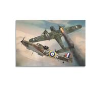KYTIN Vintage WW2 Military Aircraft Poster Dornier Do 17Z & Boulton Paul Defiant Mk.I Decorative Painting Canvas 12x18inch(30x45cm)