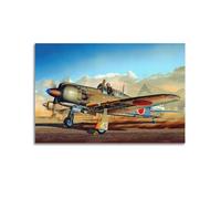 KYTIN Vintage WWII Japan Fighter Aircraft Kawasaki Ki-100 Decorative Painting Canvas 12x18inch(30x45cm)