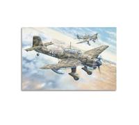 KYTIN WW2 Vintage Military Aircraft Poster Junkers Ju 87R Stuka Dive Bomber Decorative Painting Canvas 12x18inch(30x45cm)