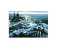 KYTIN WWII Vintage Battleship Poster 1941 HMS Rodney And Nelson Decorative Painting Canvas 20x30inch(50x75cm)