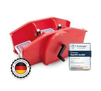 Kyto Manual Card Shuffler with Hand Crank - Playing Card Mixer for Poker, UNO, Skat, Rummy, Skip-BO & Blackjack - Includes Playing Cards & Instructions - Durable Plastic Case - Red