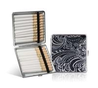 Kytpyi Cigarette Case, Cigarette Case for Roll Ups, Retro PU Leather Metal Cigarette Tin Holds 20PCS Cigarettes for Women Men, Light Portable Sturdy Pocket Cigarette Box for Gift (Blue)