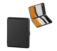 Kytpyi Cigarette Case for Roll Ups, Cigarette Case, Simple Fashion Metal Cigarette Tin Holds 16~20 Cigarettes with Slot for Lighter, Light Sturdy Pocket Cigarette Box for Women Men (Black)