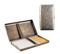 Kytpyi Cigarette Case for Roll Ups, Tobacco Tins for Men, Cigarette Tin for Roll Ups, Portable Vintage Elegant Metal Cigarette Box, Tobacco Tin for Women Can Holds 20pcs Cigarettes (Gold)