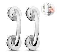 Kytpyi Grab Rails for Bathroom, 19CM Grab Rail, 2PCS Removable Reusable Suction Grab Rails for Bathroom, Anti-Slip No Drilling Plastic Grab Handles for Cupboard Window Glass Door Wardrobe (Silver)
