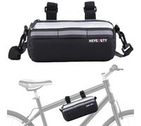 Kytpyi Handlebar Bag, Bike Bag, 2L Waterproof Lightweight Bike Handlebar Bag with 1 Adjustable Shoulder Strap Reflective Tape, Hard-Wearing Oxford Cloth Bike Frame Bag for Bike E-Bikes (Silver)