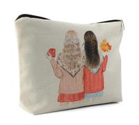 Kytpyi Makeup Bag, Cosmetics Bag as Sisters Gifts, Cute Illustration Style Travel Pouch for Friends Sisters as Birthday Holidaay Gift, Portable Linen Cosmetic Pouch for Daily Date Party and Travel