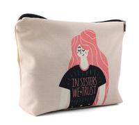 Kytpyi Makeup Bag, Cosmetics Bag as Sisters Gifts, Cute Illustration Style Travel Pouch for Friends Sisters as Birthday Holidaay Gift, Portable Linen Cosmetic Pouch for Daily Date Party and Travel