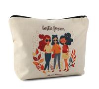 Kytpyi Makeup Bag, Cosmetics Bag as Sisters Gifts, Cute Illustration Style Travel Pouch for Friends Sisters as Birthday Holidaay Gift, Portable Linen Cosmetic Pouch for Daily Date Party and Travel