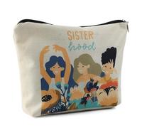 Kytpyi Makeup Bag, Cosmetics Bag as Sisters Gifts, Cute Illustration Style Travel Pouch for Friends Sisters as Birthday Holidaay Gift, Portable Linen Cosmetic Pouch for Daily Date Party and Travel