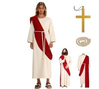 KYTRSTX Jesus Costume Adult Men Biblical Religious Christ Costume Includes Waist Rope For Disciple Costumes, Beige, 3XL