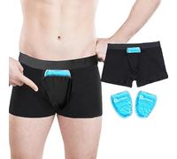 KYTRSTX Vasectomy Underwear, With 2 Reusable Cold Ice Packs for Testicular Support And Pain Relief, Vasectomy Gift for Men, Black, M