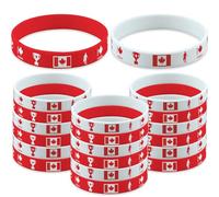 Kytunera 20PCS World Cup Canada Flag Bracelet Silicone Wristband 8 Inch Canada Bracelets Red and White Rubber Bracelets for Unisex Adult Sports Fans World Cup Celebrations
