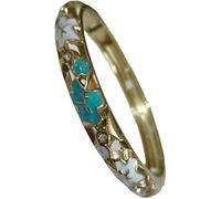 KYUEPONG Cloisonne Bracelet,Enamel Bracelet, Chinese Cloisonne Enamel Star Small Bangle Hinged Cuff Bracelets for Small Wrist Women(Sky blue)