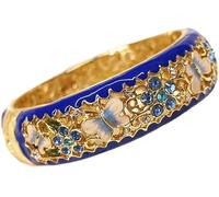 KYUEPONG Cloisonne Bracelet,Enamel Bracelet, Cloisonne Enamel Rhinestone Wide Bracelets Ladies Fashion Gilding Cuff Bangles(Blue)