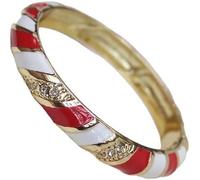 KYUEPONG Cloisonne Bracelet,Enamel Bracelet, Cloisonne Enamel Striped Rhinestone Bangles for Women, Bracelets Hinged Jewelry Gifts(Red and white)