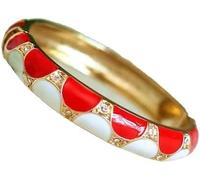 KYUEPONG Cloisonne Bracelet,Enamel Bracelet, Cloisonne Enamels Rhinestones Bangle Spring Hinged Cuff Bracelets for Women(Red)