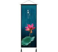 KYUEPONG Scroll mural, Bamboo Wall Lotus Decoration for Chinese Scroll Hanging Art,Feng Shui Living Room,Hallway(A)