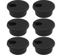 Kyuionty 1-1/2 Inch (38mm) Black Desk Grommet, Plastic Cable Hole Cover Computer Table Cord Wire Organizer, Desktop Cord Management for Home Office/TV Stands Tabletops (6 Pack)