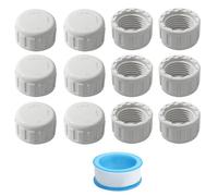 Kyuionty 12 Pcs 1/2" PVC End Cap Fittings White Female Thread Pipe Plug Adapter for Sprinkler Cap, Plumbing, Pipe Repair and DIY Projects