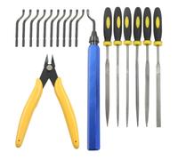 Kyuionty 18 Pcs Deburring Tool Kit with 10-Pcs HSS Blades, 6-Pcs Needle File, 1-Pcs Micro Wire Cutter, 3D Printing Edge Finishing Reamer Tool for Metal, PVC Pipe, Copper, Plastic, Resin (Blue)