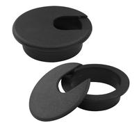 Kyuionty 2 Inch/50mm Black Desk Grommet, Plastic Cable Hole Cover Computer Table Cord Wire Organizer, Desktop Cord Management for Home Office/TV Stands Tabletops (2 Pack)
