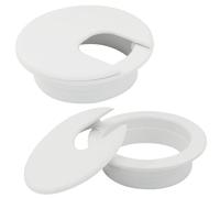 Kyuionty 2 Inch/50mm White Desk Grommet, Plastic Cable Hole Cover Computer Table Cord Wire Organizer, Desktop Cord Management for Home Office/TV Stands Tabletops (2 Pack)