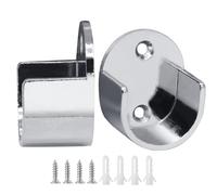 Kyuionty 2 Pack Oval Closet Rod End Supports, Silver Wardrobe Bracket Closet Rod Holder Pole Socket Fit for 25mm/1 Inch Oval Rods