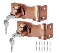 Kyuionty 2Pcs Keyed Hasp Locks 3 Inch Twist Knob Keyed Locking Hasp, Metal Safety Hasp Latches Keyed Different Hasp Lock Catch Latch for Small Doors, Cabinets (Red Bronze)