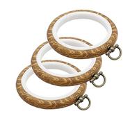 Kyuionty 3 Pack 3 Inch Round Embroidery Hoops, Cross Stitch Imitated Wood Display Frame Circle Embroidery Hoop Ring for Art Craft Sewing and Hanging