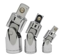 Kyuionty 3 Pcs Universal Joint Socket Adapter Set, 1/4", 3/8", 1/2" Cr-V Steel SAE Universal Drive Swivel Socket Set Fit for Narrow Spaces, Silver