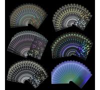 Kyuionty 300 Pcs Holographic Card Sleeves, 6 Designs Photocard Sleeves | 6 Assorted Designs Mixed, One Side Clear Reverse, 61x88mm Fits Standard Cards, For K-pop Trading Sports Collections