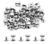 Kyuionty 36 Sets Chicago Screws Round Phillips Head Button Stud Screws 8mm, Leather Craft Belt Nail Rivet for DIY Craft Leather Craft Repairs Decoration (Sliver)