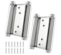 Kyuionty 4 Inch Double Action Spring Hinge, Stainless Steel Cafe Saloon Swing Self Closing Door Hinges with Screws, Pack of 2