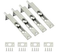 Kyuionty 4 Pack 6 Inch Stainless Steel Door Flush Bolt Latch, French Door Lock Latch L Type Lever Action Flush Bolt (Sliver)