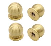 Kyuionty 4 Pcs 1/2 Inch (12mm) Diameter Round Solid Brass Cabinet Knobs, Small Brass Drawer Pulls Knobs for Kitchen, Dresser, Jewelry Box (Gold)