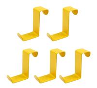 Kyuionty 5 Pcs Over The Door Hooks Z-Shaped Hanging Hooks Dual Head Fits 3/4" and 1-1/2" Door Widths, Stainless Steel Reversible Single Hanger Hook for Over The Door, Kitchen, Cabinet, Drawer (Yellow)