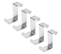 Kyuionty 5 Pcs Z-Shaped Over The Door Hooks Fits 3/4" and 1-1/2" (Silver)