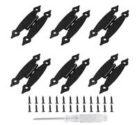 Kyuionty 6 Pack H-Shape Cabinet Hinges, Hammercraft Flush Door Hinge for Kitchen Cupboard Wardrobe (Black)
