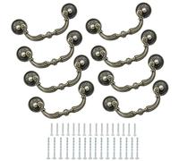 Kyuionty 8 Pack Bail Pull Handles, 3.5 Inch Hole Center Vintage Antique Bronze Drop Drawer Pull Swing Cabinet Dresser Handles(Total Length: 4.72 inch)