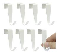 Kyuionty 8 Pcs Over The Cabenit Drawer Door Hooks J-Shape No Drill Carbon Steel Door Hanger White Single Hook, Fits 0.8" Thick Door