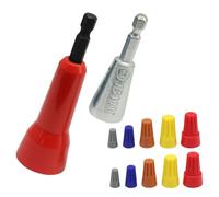 Kyuionty Wire Twister Tool with 1/4" Chuck, Red Wire Nut Twister for Drill Spin Twist Wire Connector Socket Compatible with 8-14 AWG, Quick Cable Stripping and Twisting Driver (2pcs)