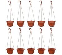 KYUQY 10pcs Plastic Hanging Plant Pots, 5.2Inch Wall Flower Pot with Hooks - Plant Pots and Basket Holders for Indoor Outdoor Plants