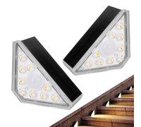 KYUQY 2024 Upgraded Solar Stair Lights Outdoor, Solar Step Lights Warm White Motion Sensor Security Lights, IP68 Waterproof Decor Lights for Garden Stair, Front Step, Porch (2 PCS)