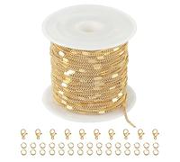 Kyutong 32.8 Feet Gold Plated Jewelry Making Chain on Spool Thin Flat Curb Chains Solid Stainless Steel Jewelry Chain for Necklace DIY with Jewelry Accessories